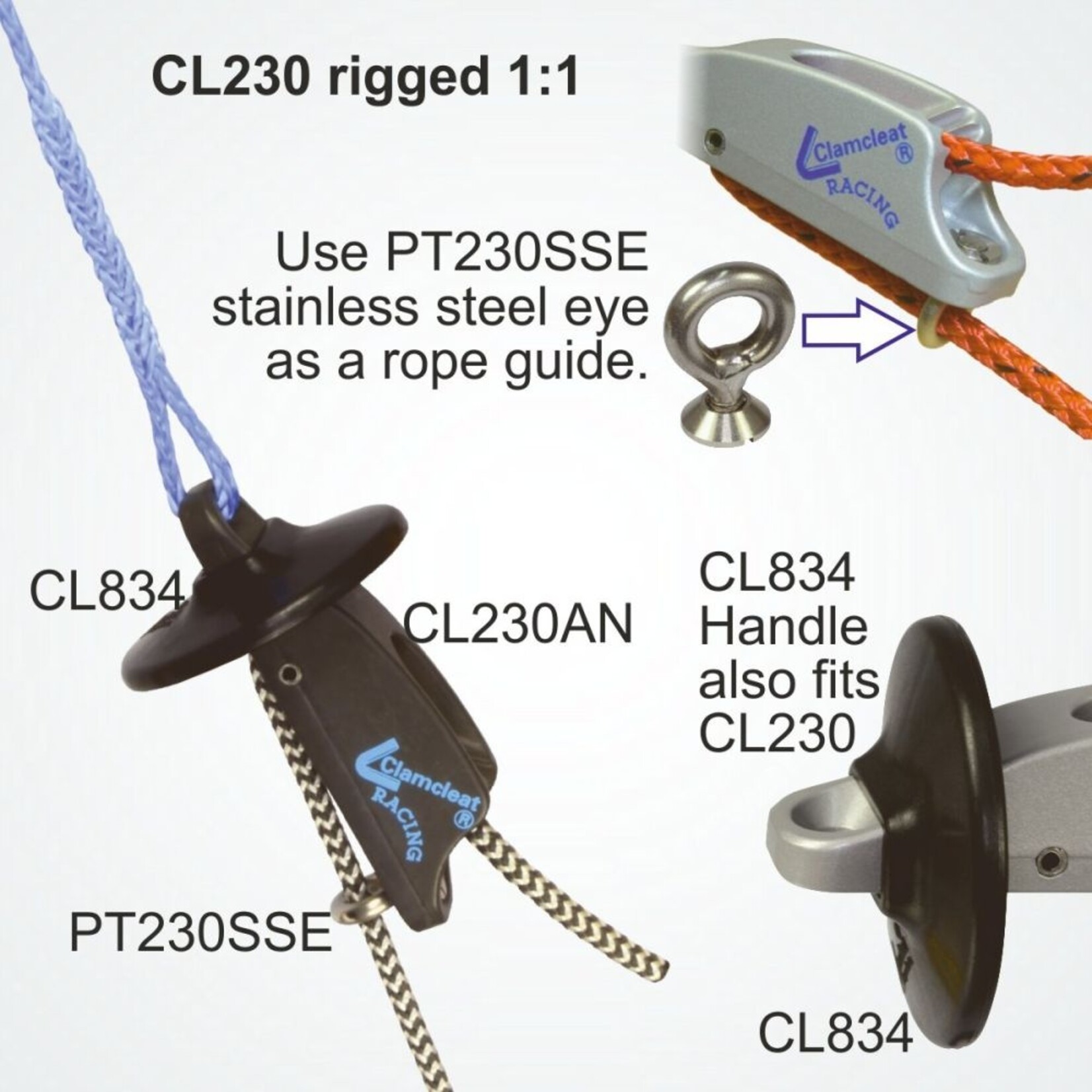 Clamcleat Handle for CL253 Trapeze Cleat - Set of 2