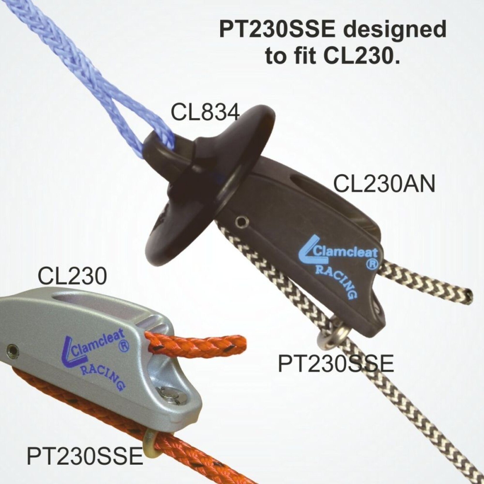 Clamcleat Rope Guide for CL230 & CL253 (Eyebolt + Nut + Washer)