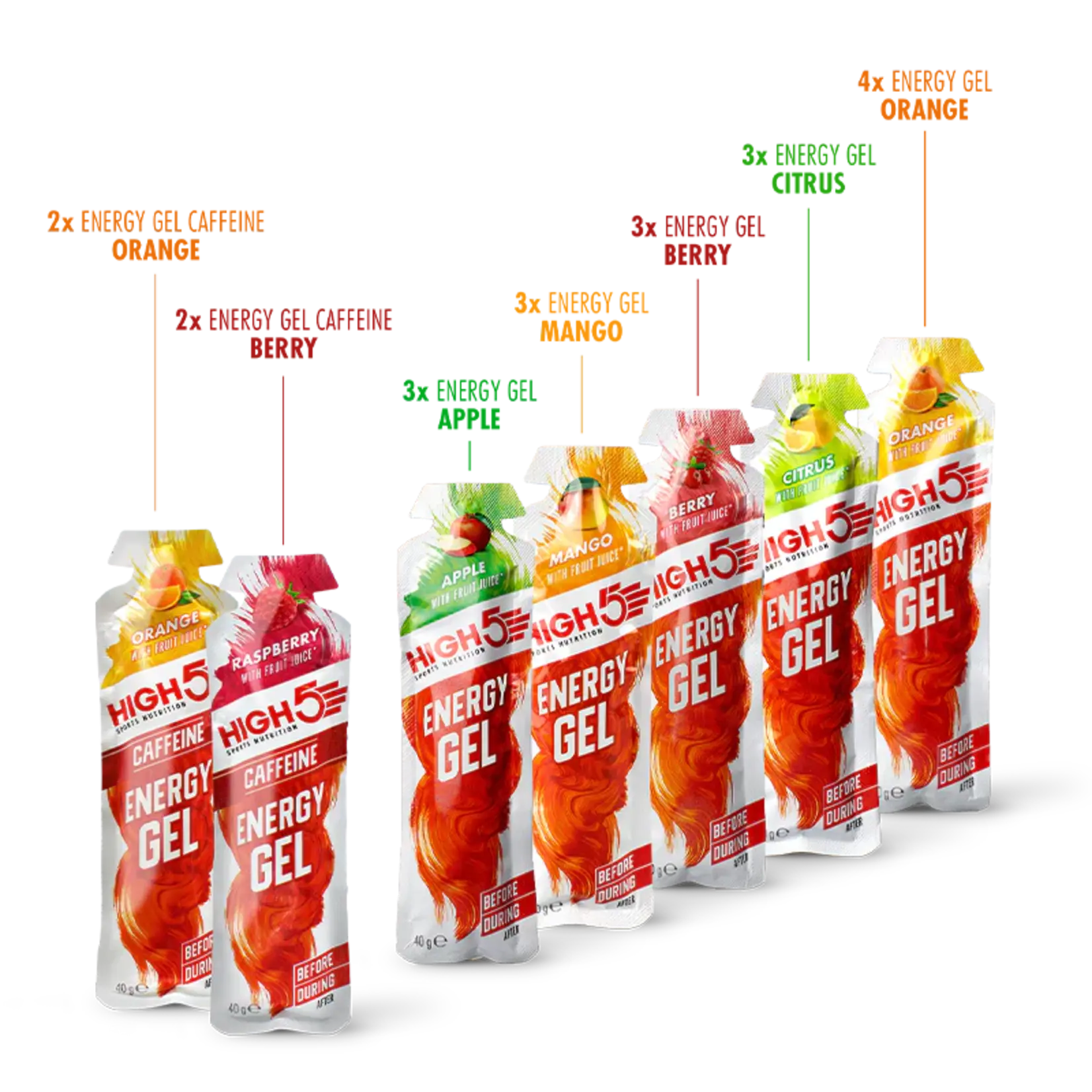 High 5 HIGH 5 ENERGY GEL MIXED PACK / 20X40G GELS