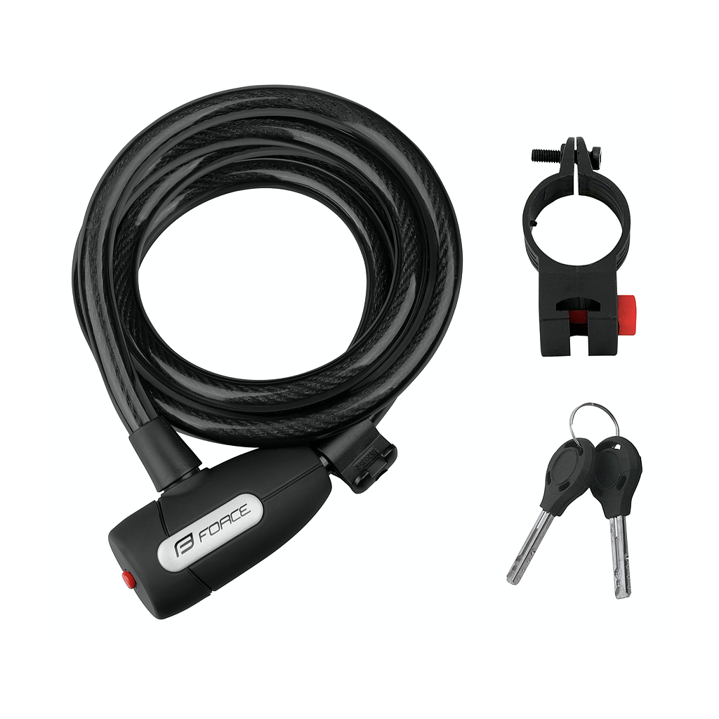Bicycle Coil Lock, 12 X 2000 Mm, Key Lock, 1 Piece, Modern, Nylon/a, PVC