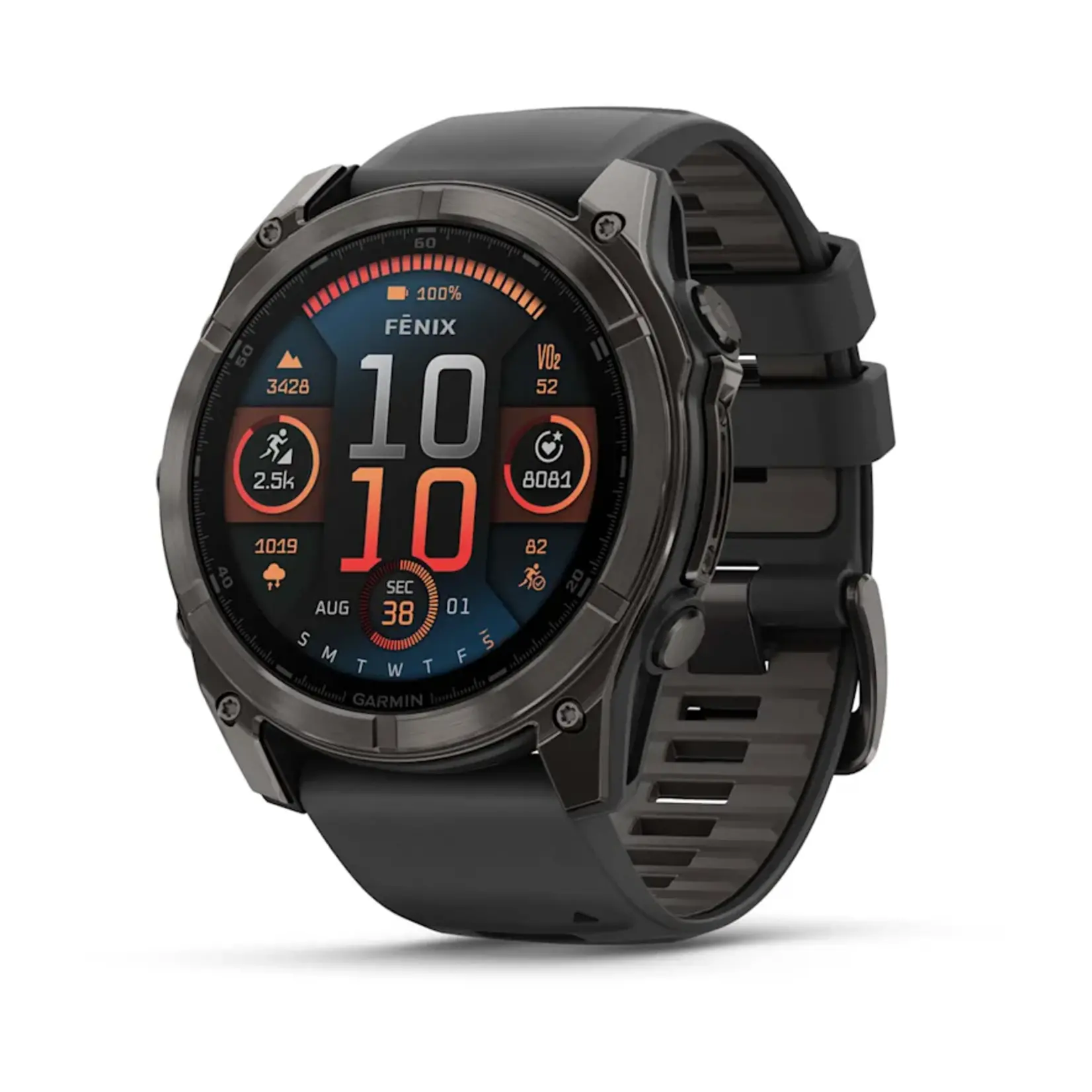 Garmin FENIX 8 – 51 MM, AMOLED  SAPPHIRE, CARBON GREY DLC WITH BLACK/PEBBLE GREY SILICONE BAN