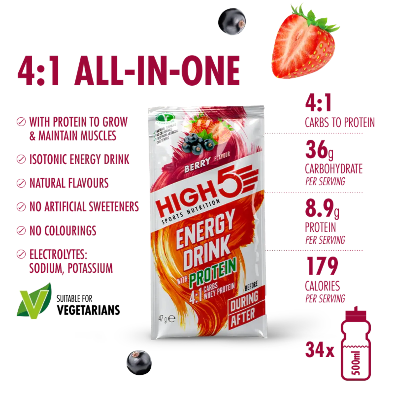 High 5 HIGH 5 ENERGY DRINK BERRY SACHET WITH PROTIEN