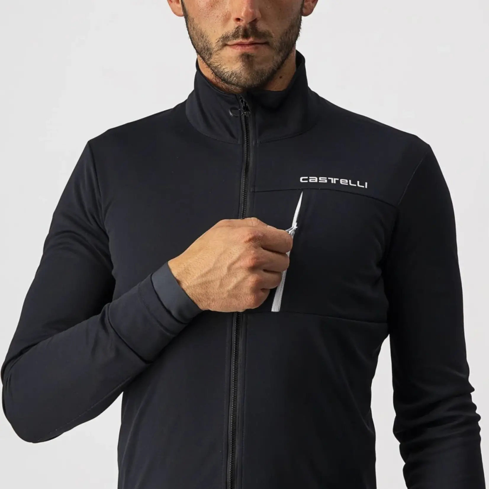 Castelli CASTELLI GO JACKET - LIGHT BLACK/WHITE