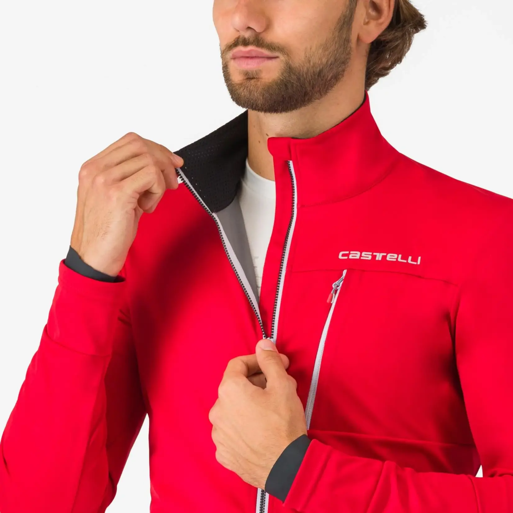 Castelli CASTELLI GO JACKET -  RED/SLIVER GREY