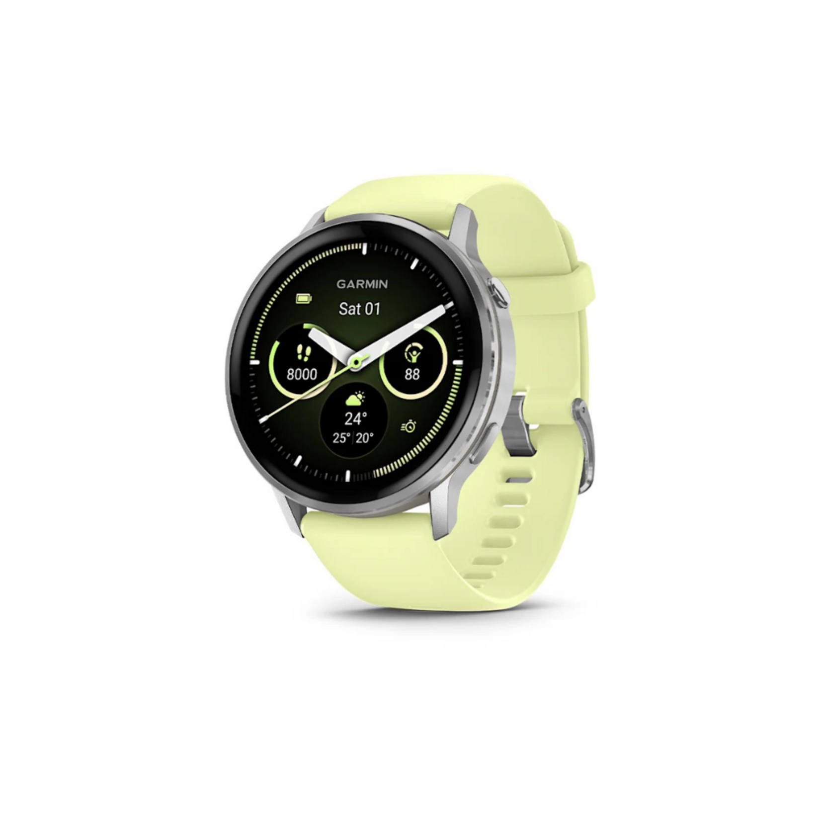 Garmin GARMIN VENU 4 (45MM) SILVER WITH CITRON SILICONE BAND