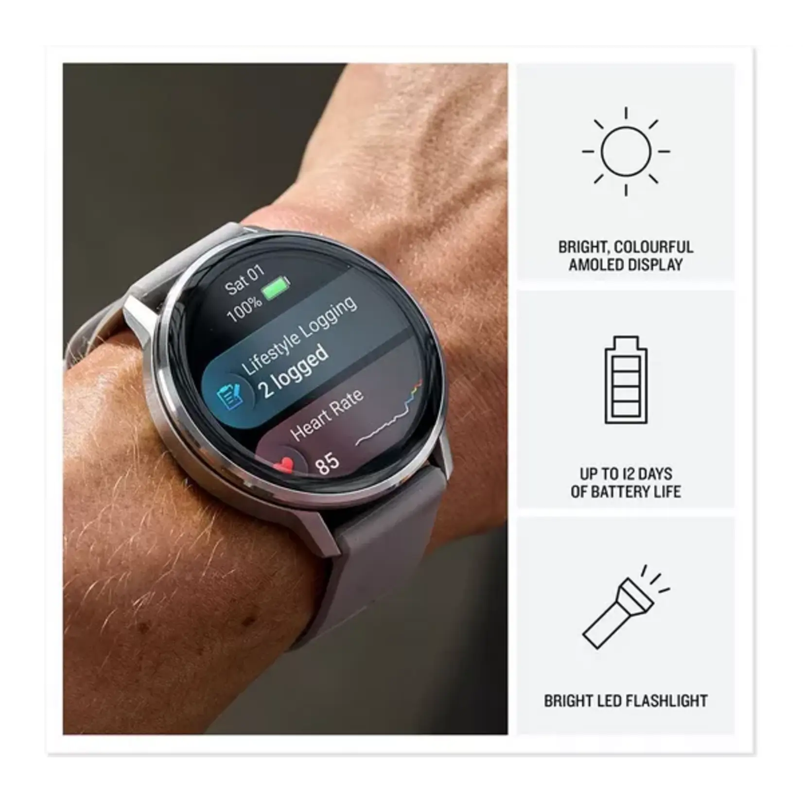 Garmin GARMIN VENU 4 (45MM) SILVER WITH CITRON SILICONE BAND