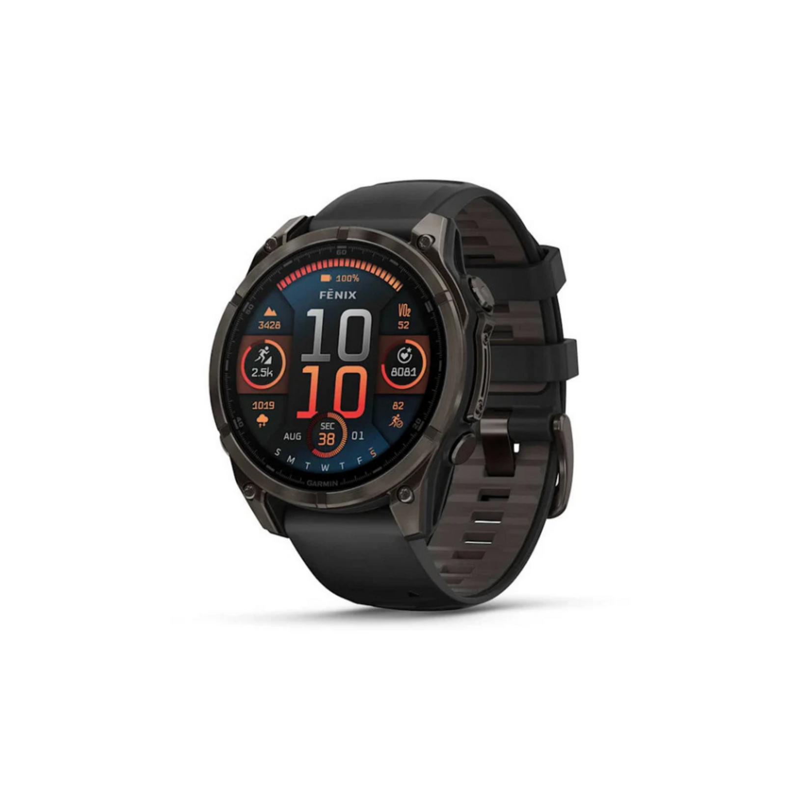 Garmin GARMIN FĒNIX 8 – 47 MM, AMOLED SAPPHIRE, CARBON GREY DLC TITANIUM WITH BLACK/PEBBLE GREY SILICONE BAND