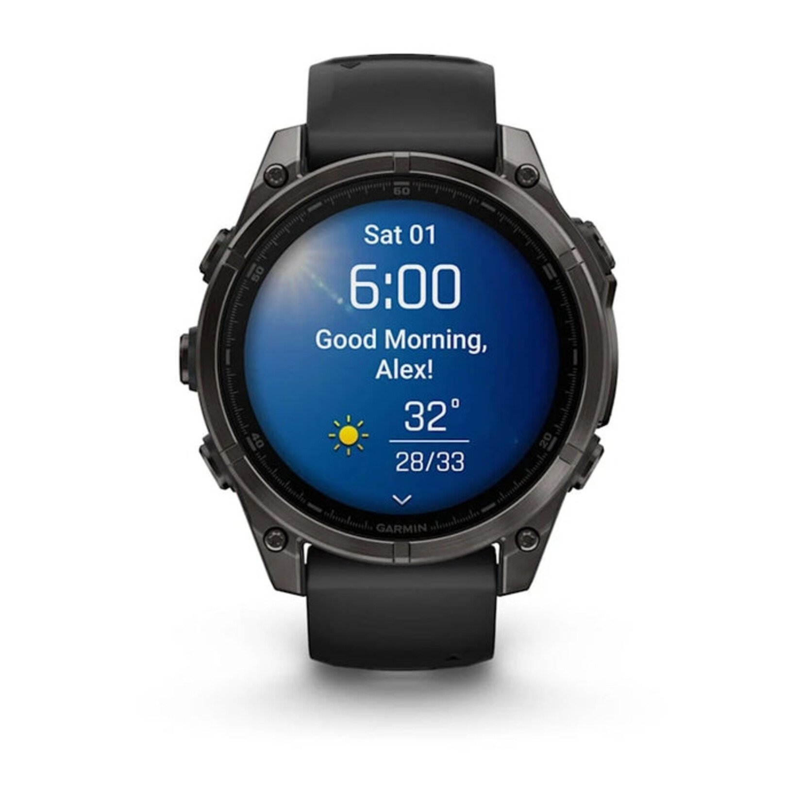 Garmin GARMIN FĒNIX 8 – 47 MM, AMOLED SAPPHIRE, CARBON GREY DLC TITANIUM WITH BLACK/PEBBLE GREY SILICONE BAND
