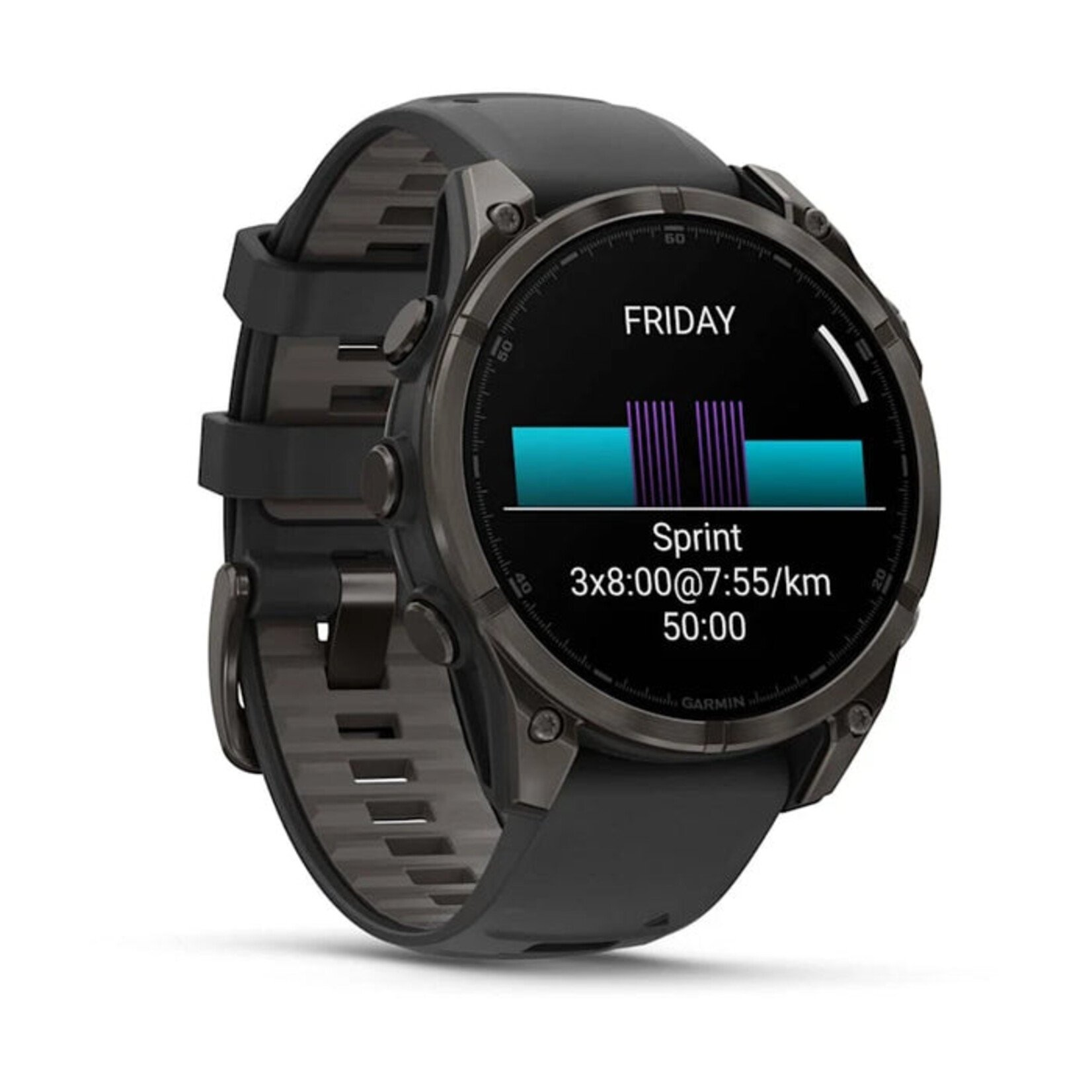 Garmin GARMIN FĒNIX 8 – 47 MM, AMOLED SAPPHIRE, CARBON GREY DLC TITANIUM WITH BLACK/PEBBLE GREY SILICONE BAND