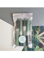 Dip dye kaarsen set zwart/groen - 4 stuks