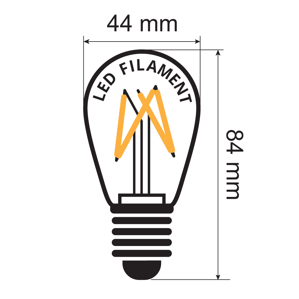 Valoketju 1W värikkäillä LED-filamenttilampuilla, himmennettävä