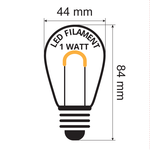 Valoketju 1W LED lampuilla, U:n muotoinen filamentti, himmennettävä