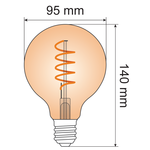 5W XL spiraalilamppu - 1800K - Amber Glass, himmennettävä