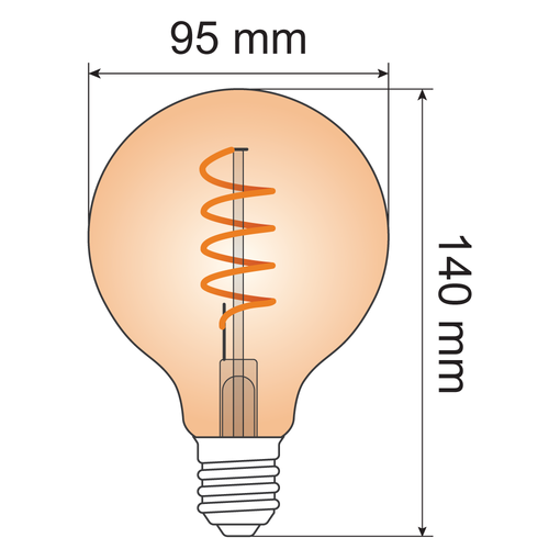 5W XL spiraalilamppu - 1800K - Amber Glass, himmennettävä