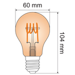 5W LED-spiraalilamppu  - 1800K - Amber Glass - Ø60- himmennettävä