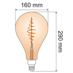 8,5W  XXL spiraalilamppu - 2000K - Amber Glass - himmennettävä