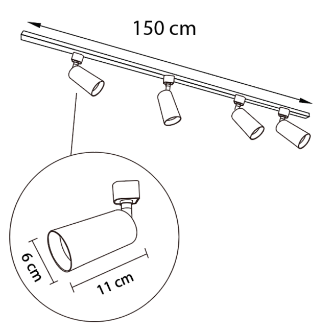 Juno 1-vaiheinen kiskovalaisin 1.5m