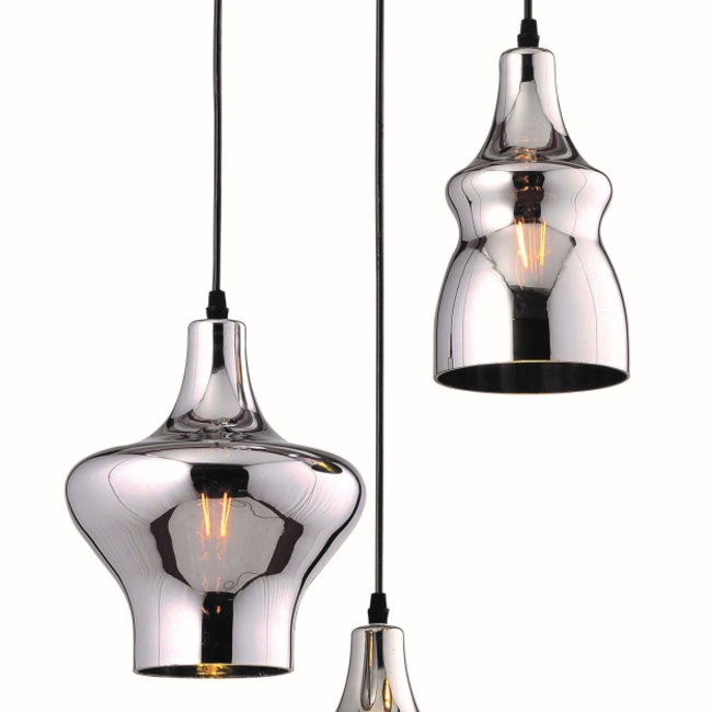 Bari design riippuvalaisin - 3 valaisinta, kromi
