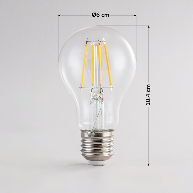 4,5 W & 7 W filamenttilamppu, 2700 K, kirkas lasi Ø60 mm, 3-portainen himmennys