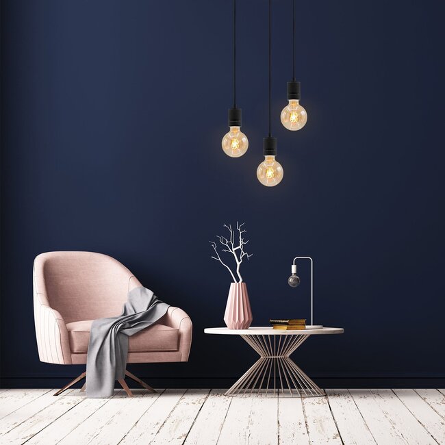 Filamentti-LED-lamppu himmennettävä 5 wattia, meripihka vaakaspiraali 95 mm