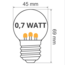 Lämpimän valkoiset LED-lamput, LEDit lyhyillä tikuilla – 0,7 wattia