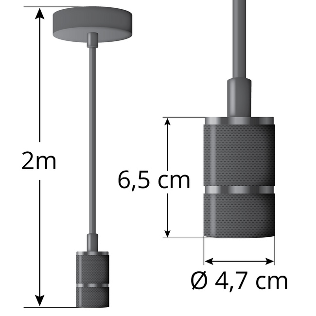 Teollinen kiiltävän musta johtoriippuvalaisin, sis. 8,5–10 W XXXL-lamppu, meripihkalasi, 2000 K, Ø200 mm