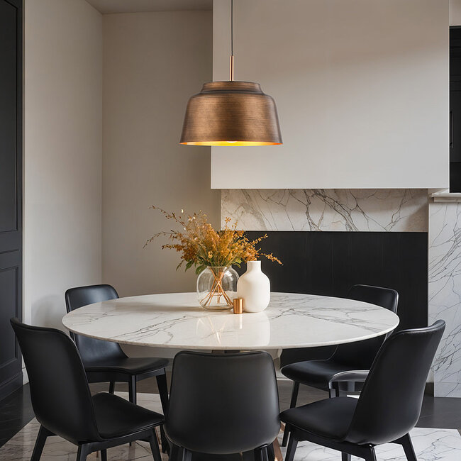 Hanglamp New York - bronskleur met goudkleurige binnenzijde