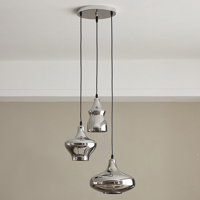 Design-riippuvalaisin Bari, 3-lamppuinen, kromilasi