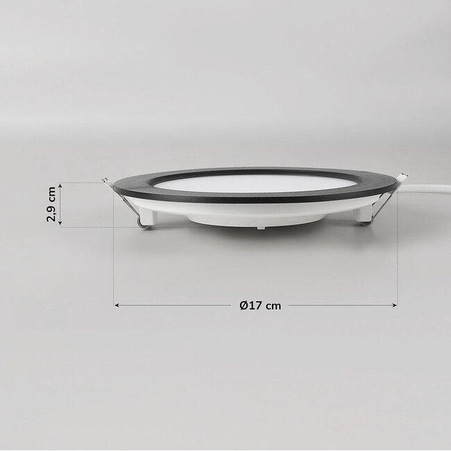 12 W pyöreä LED-alasvalo, säädettävä värilämpötila – Ø170 mm, musta