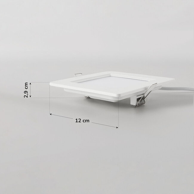6 W neliönmuotoinen LED-alasvalo, säädettävä värilämpötila – 120 x 120 mm