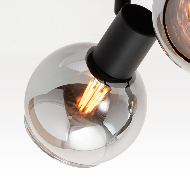 Plafondlamp met smoke glas en spiegeleffect, 3-lichts - Orlando