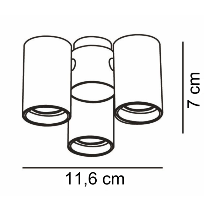 Design musta 3-valoinen pintakohdevalaisin - Gus