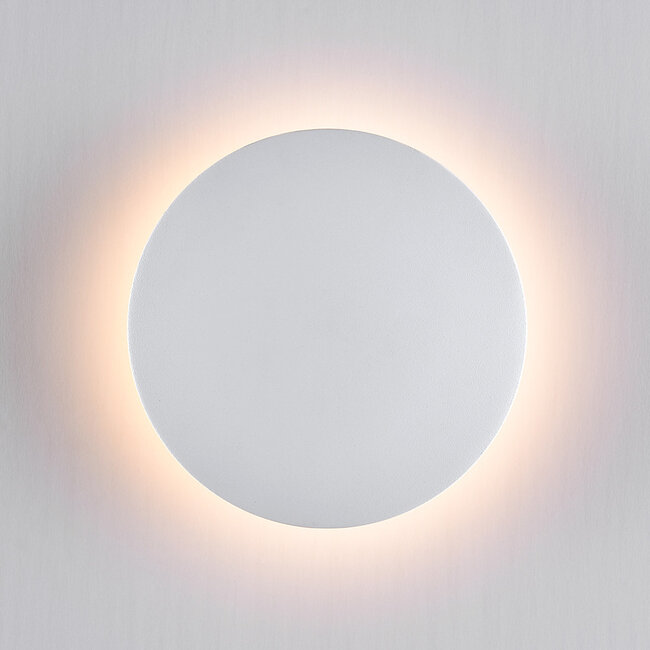Pyöreä ulkoseinävalaisin Moon, valkoinen ja integroitu LED