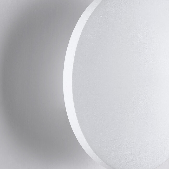 Pyöreä ulkoseinävalaisin Moon, valkoinen ja integroitu LED