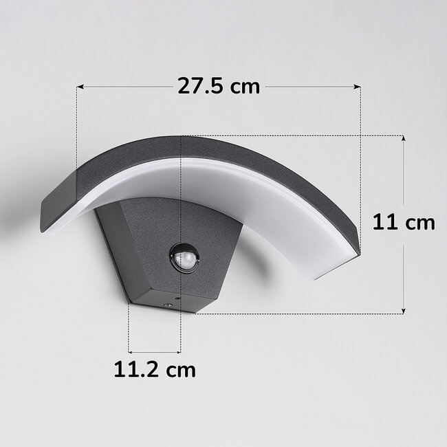 Design-ulkoseinävalaisin Vic liiketunnistimella, musta ja integroitu LED