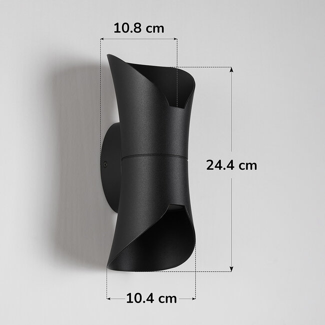Design-ulkoseinävalaisin Olympus, musta ja integroitu LED