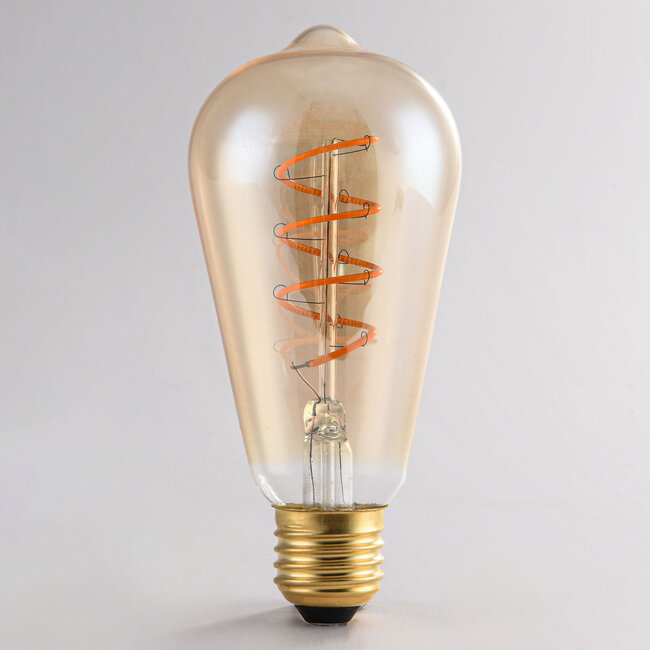 Filamenttilamppu LED himmennettävä pystyspiraali 4 wattia, meripihka 60 mm