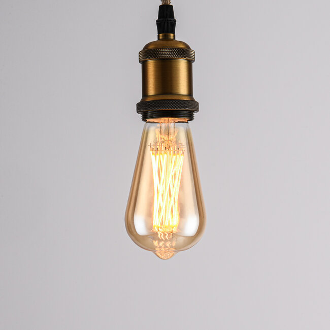 Filamenttilamppu LED himmennettävä ristikkäinen filamentti 4,5 wattia, meripihka 64 mm