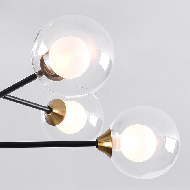 6-lamppuinen design-kattovalaisin Aura – musta ja kulta