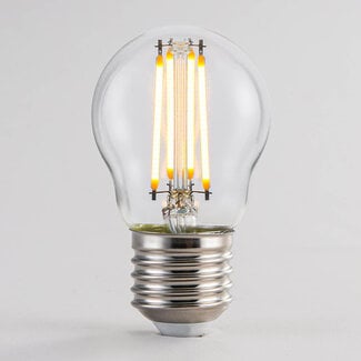 E27 LED-lamppu, läpinäkyvä lasi, Ø45mm, 4.5W, 2700K, 3-portaisesti himmennettävä