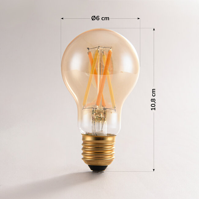 Älykäs E27-LED-lamppu dim-to-warm 7 wattia, meripihka 60 mm (Tuya)