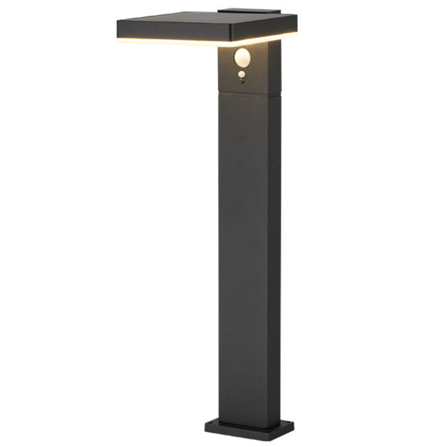 Outlet tuote: Musta seisova aurinkokäyttöinen ulkovalaisin Paulo tunnistimella, 50 cm