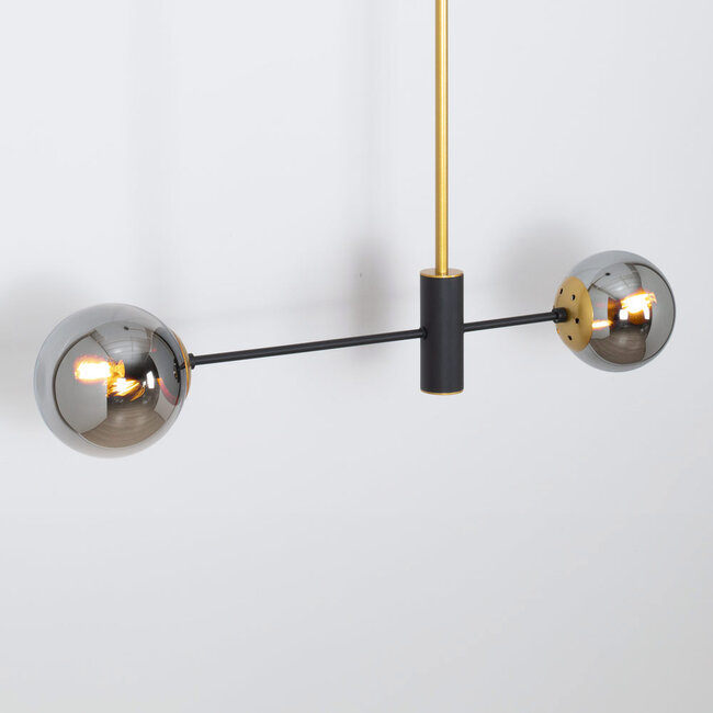 2-lamppuinen design-riippuvalaisin Danley, lasipallot