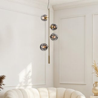 Design hanglamp met smoke glas 4-lichts - Ferron