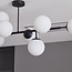 8-lamppuinen kattovalaisin Osem - musta ja maitolasipallot