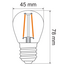E27 LED-lamppu, Ø45mm, 4.5W, 2700-2500-2200K, 3-portaisesti himmennettävä