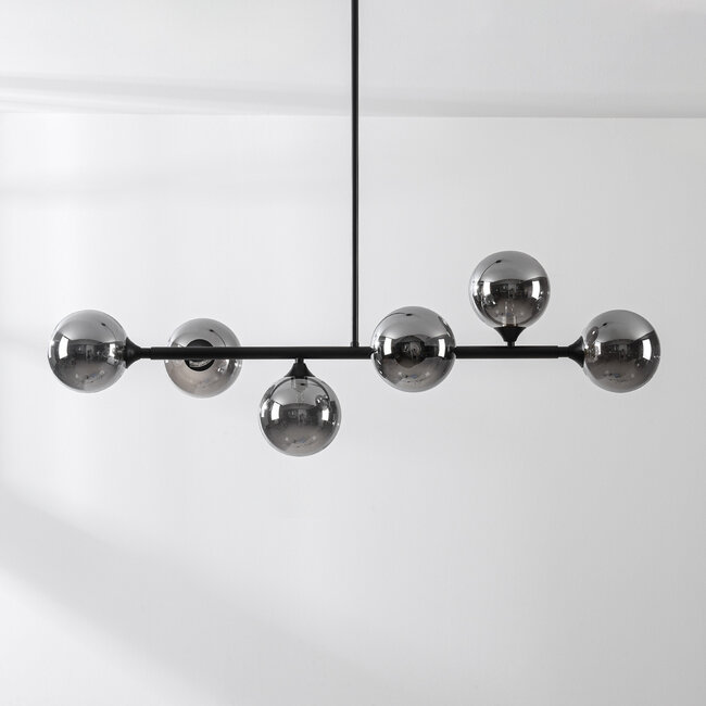 Design-kattovalaisin musta savulasilla, 6-lamppuinen - Aster