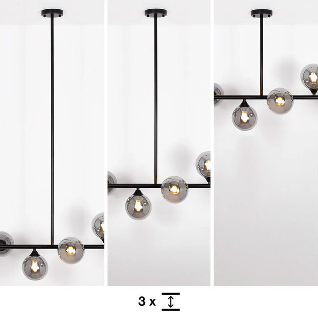 Design-kattovalaisin musta savulasilla, 6-lamppuinen - Aster