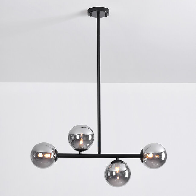Design-kattovalaisin musta savulasilla, 4-lamppuinen - Asun