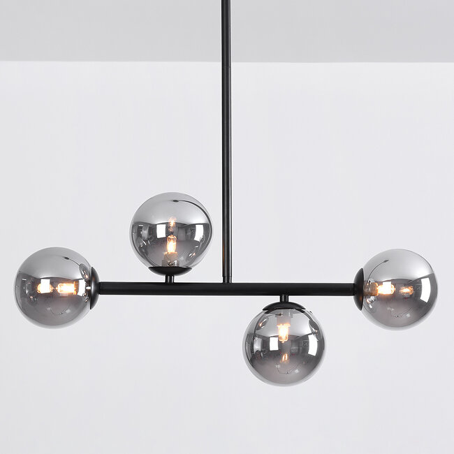 Design-kattovalaisin musta savulasilla, 4-lamppuinen - Asun